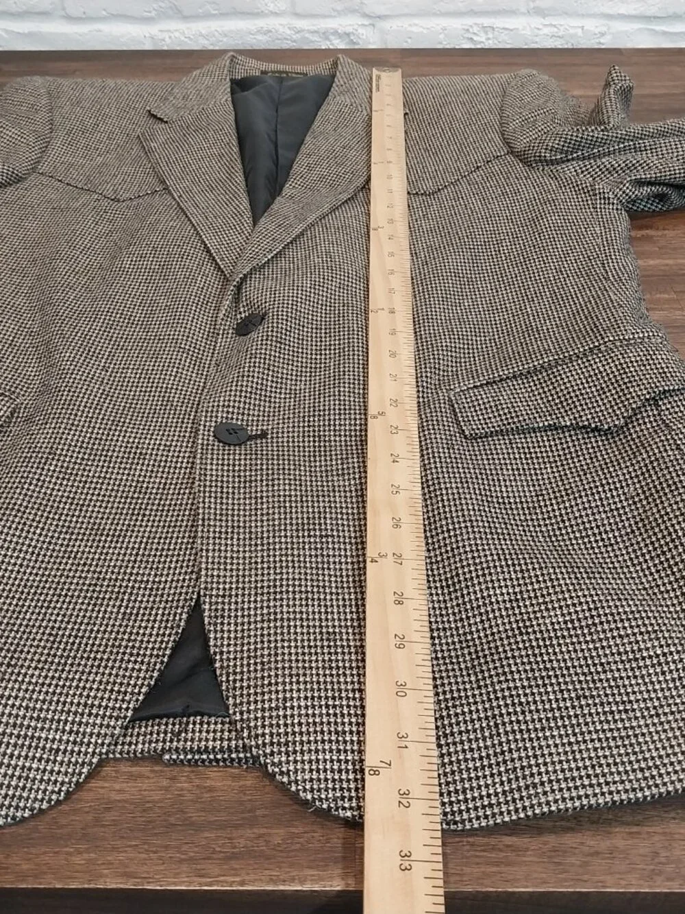 Circle S Dallas Western Blazer 44L 100% Silk Gray Houndstooth Sport Coat Cowboy.